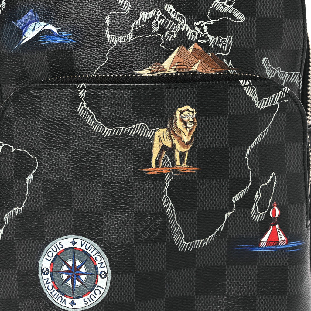 Louis Vuitton Damier Graphite World Map Avenue Sling Backpack