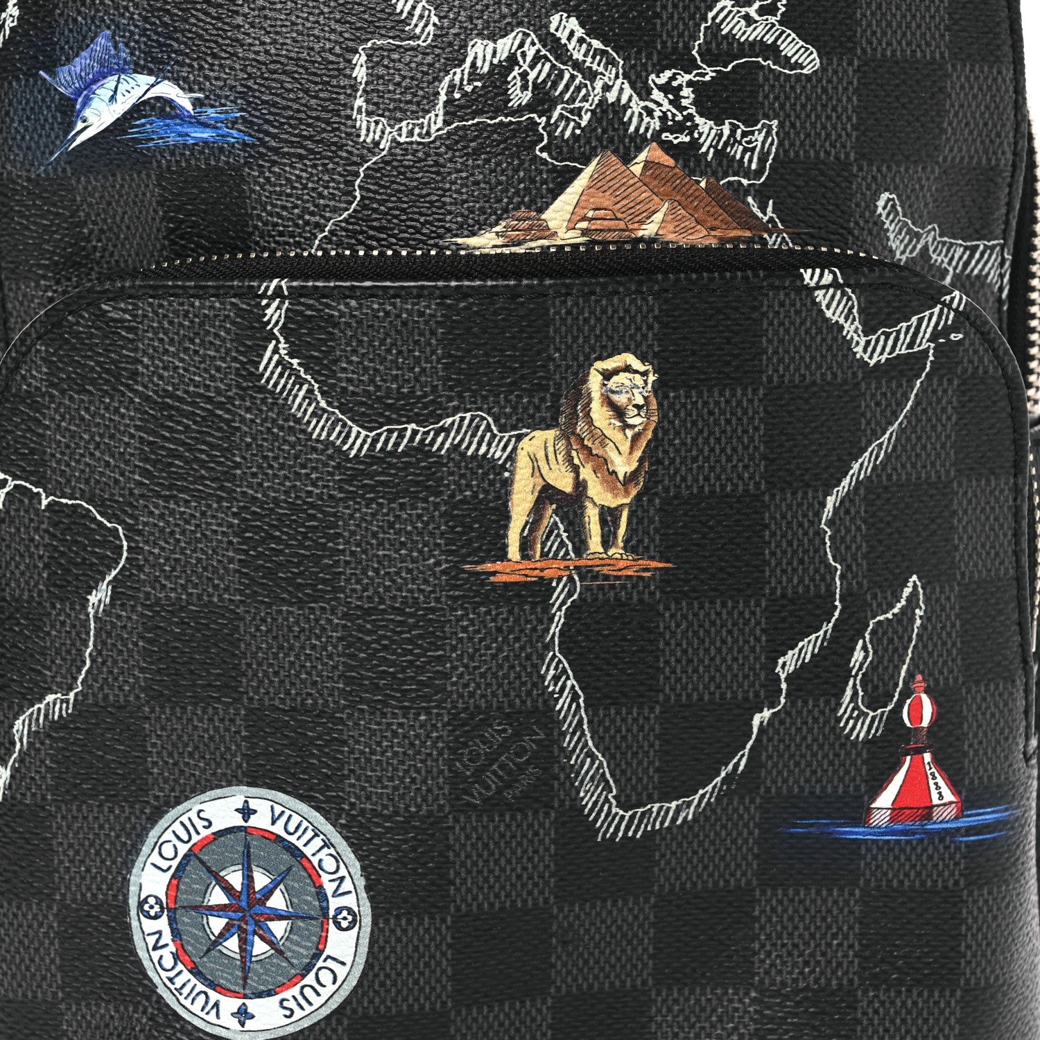 Louis Vuitton Damier Graphite World Map Avenue Sling Backpack