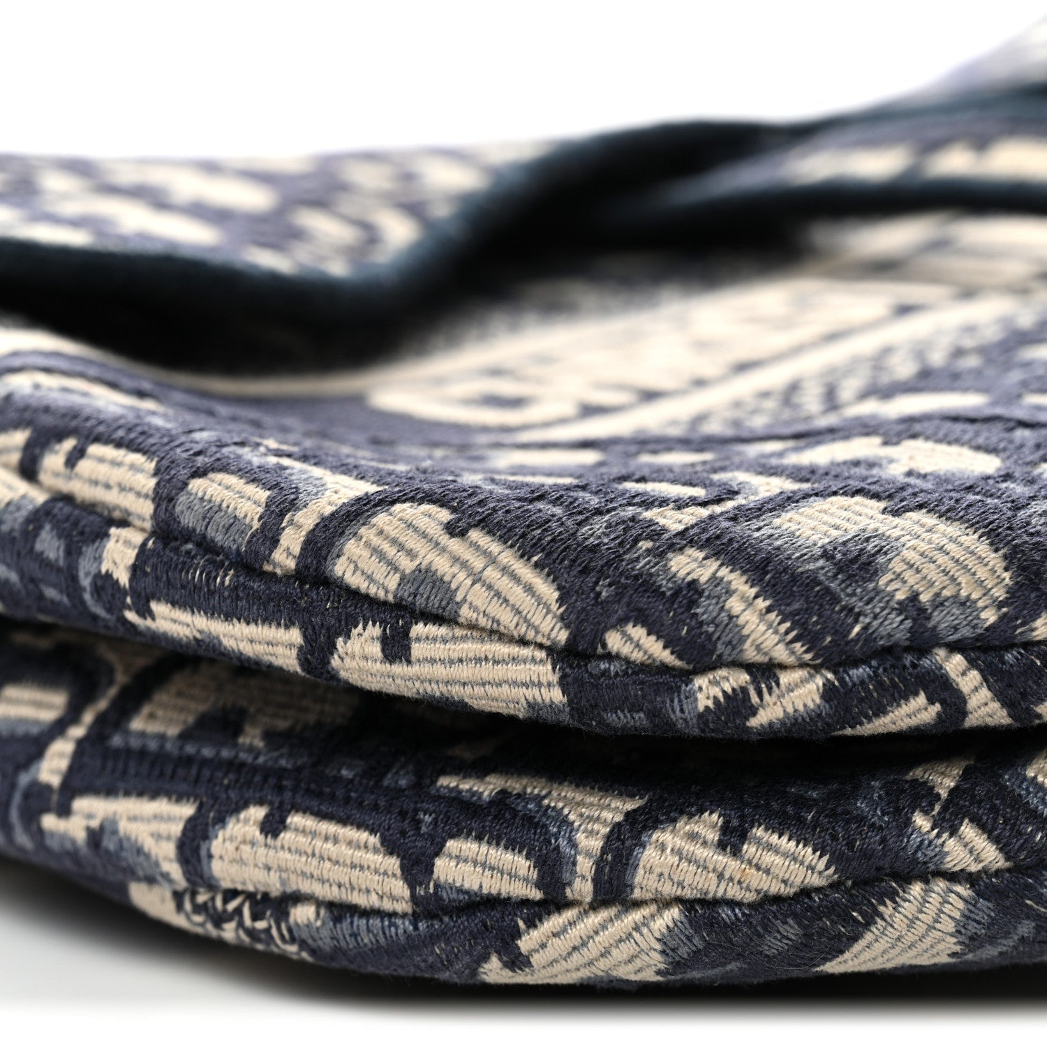 Christian Dior Oblique Embroidered Saddle Bag Blue