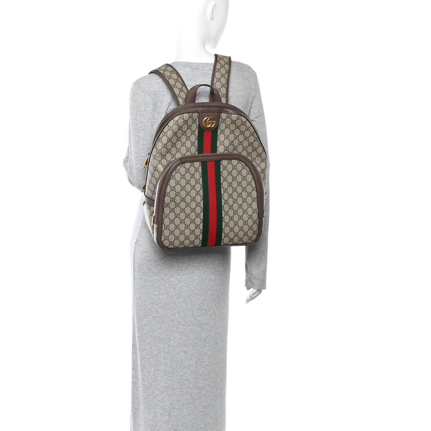 Gucci GG Supreme Monogram Medium Ophidia Day Backpack Brown