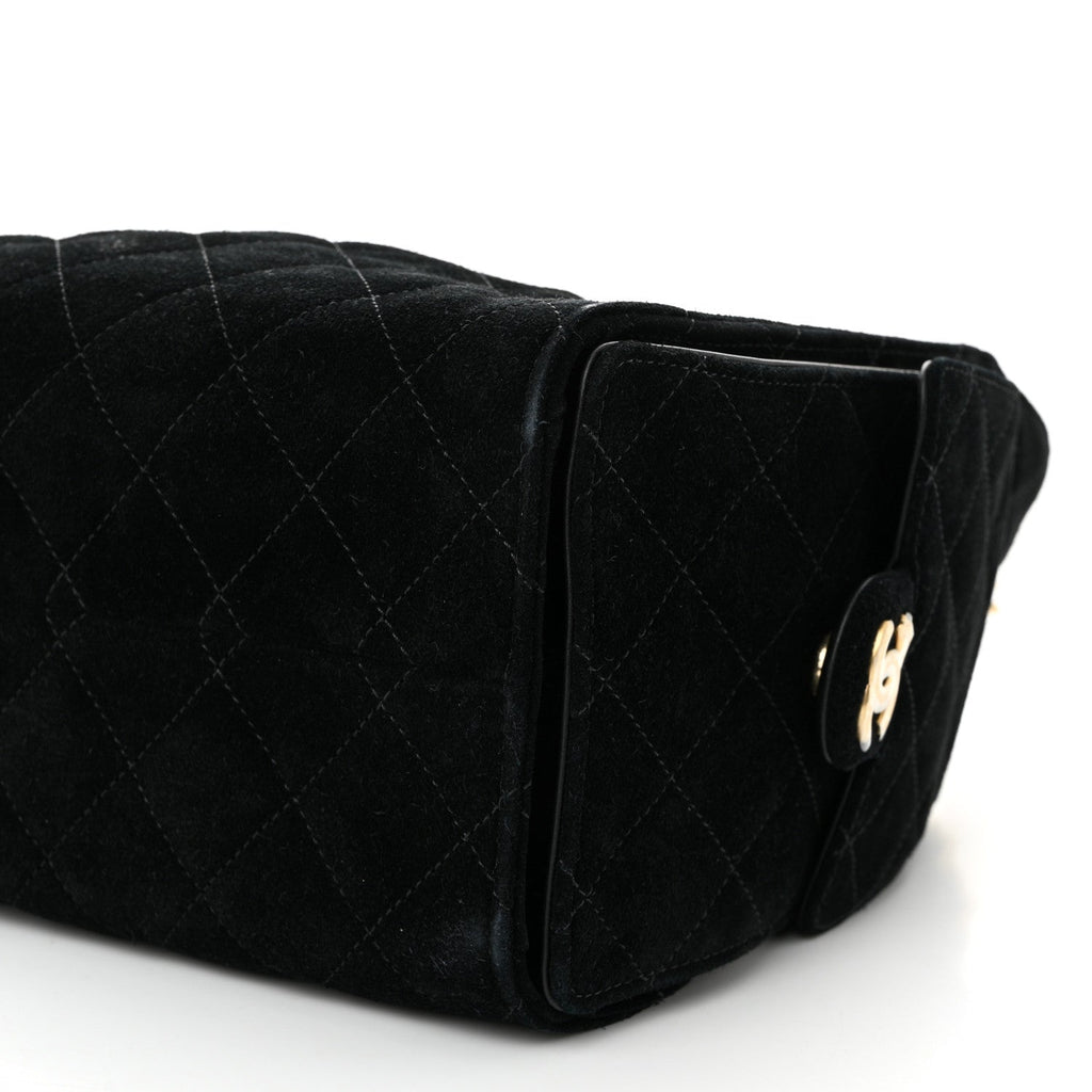 Chanel Suede Quilted Small Chanel 25 Handbag Black