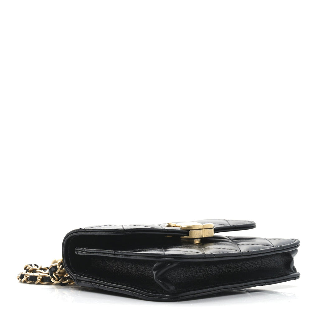 Chanel Calfskin Quilted Perfect Fit Coin Purse With Chain Black