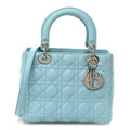 Christian Dior Lambskin Cannage Medium Lady Dior Light Blue