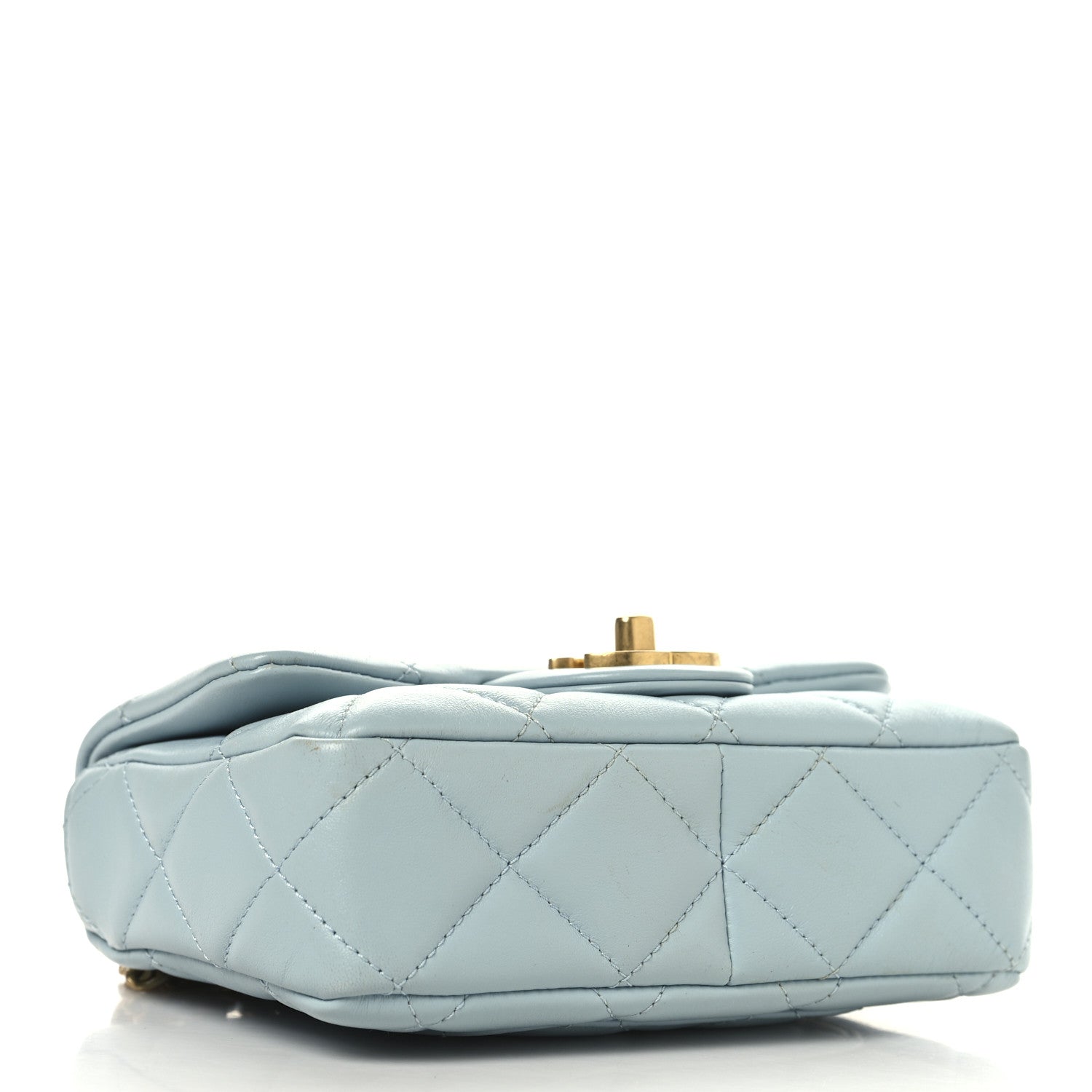 Chanel Lambskin Enamel Quilted Mini Pending CC Square Flap Light Blue
