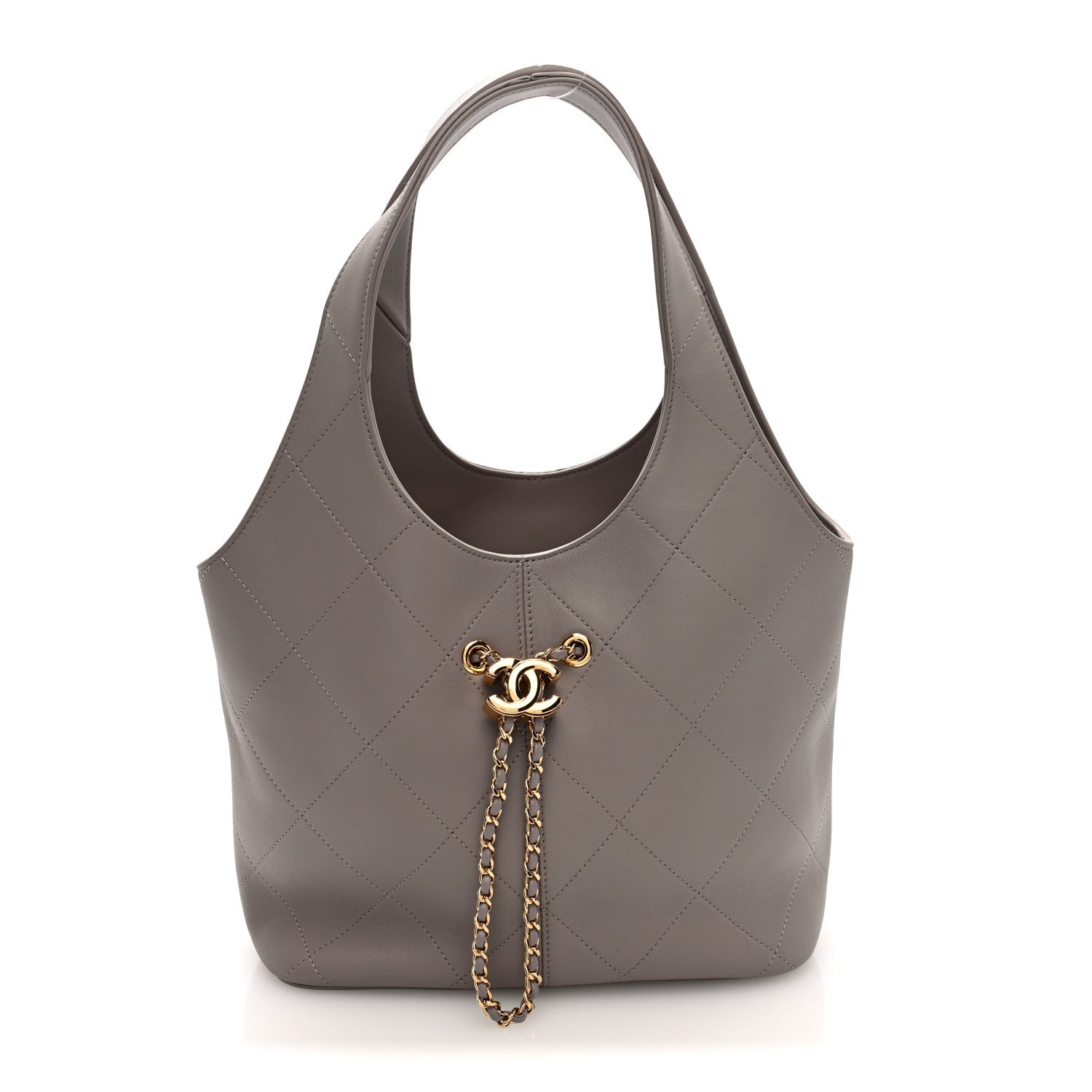 Chanel Calfskin Quilted Shopping Bag Dark Grey