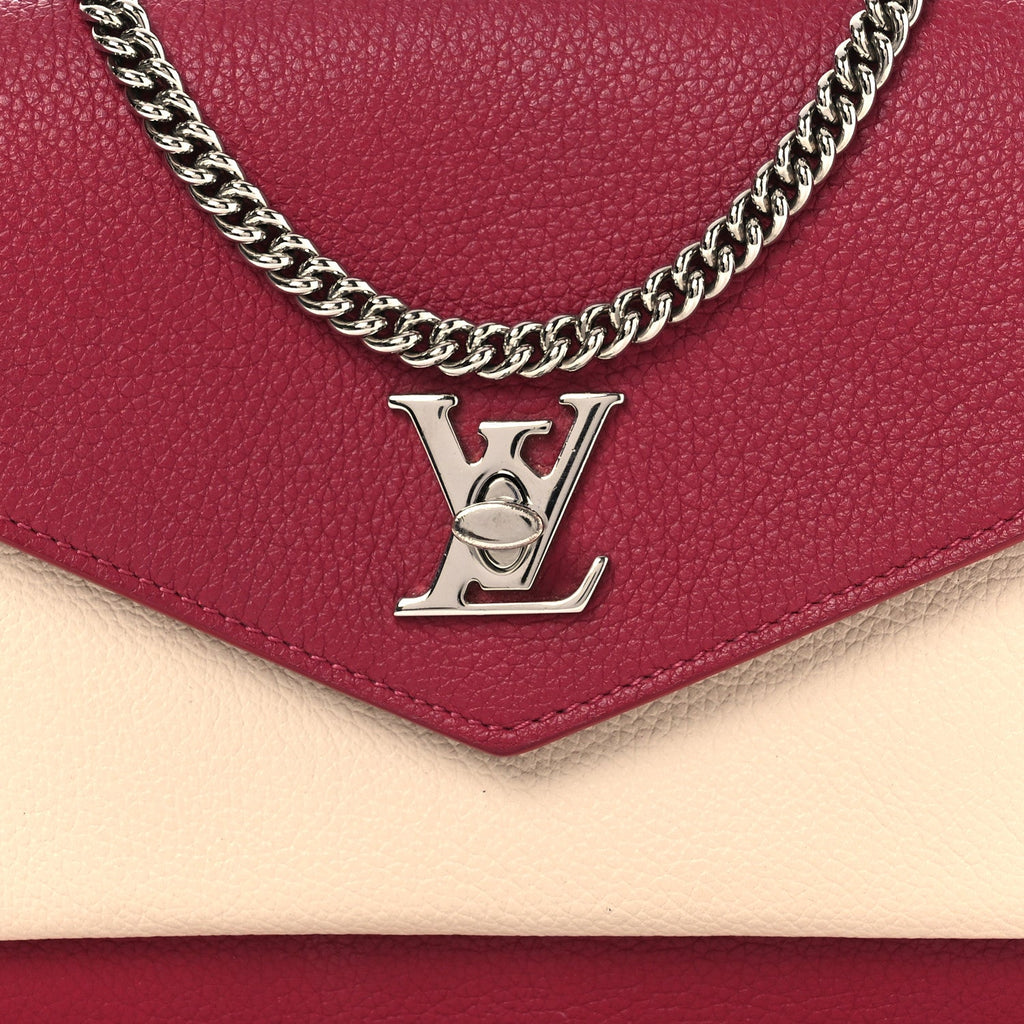 Louis Vuitton Calfskin My Lockme Chain Pochette Lie De Vin Etain Creme