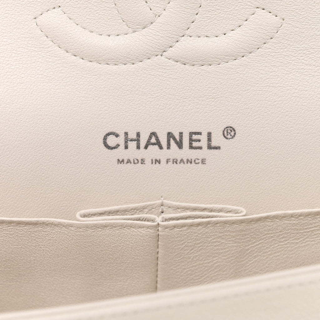 Chanel Crumpled Calfskin Quilted Medium Double Flap White