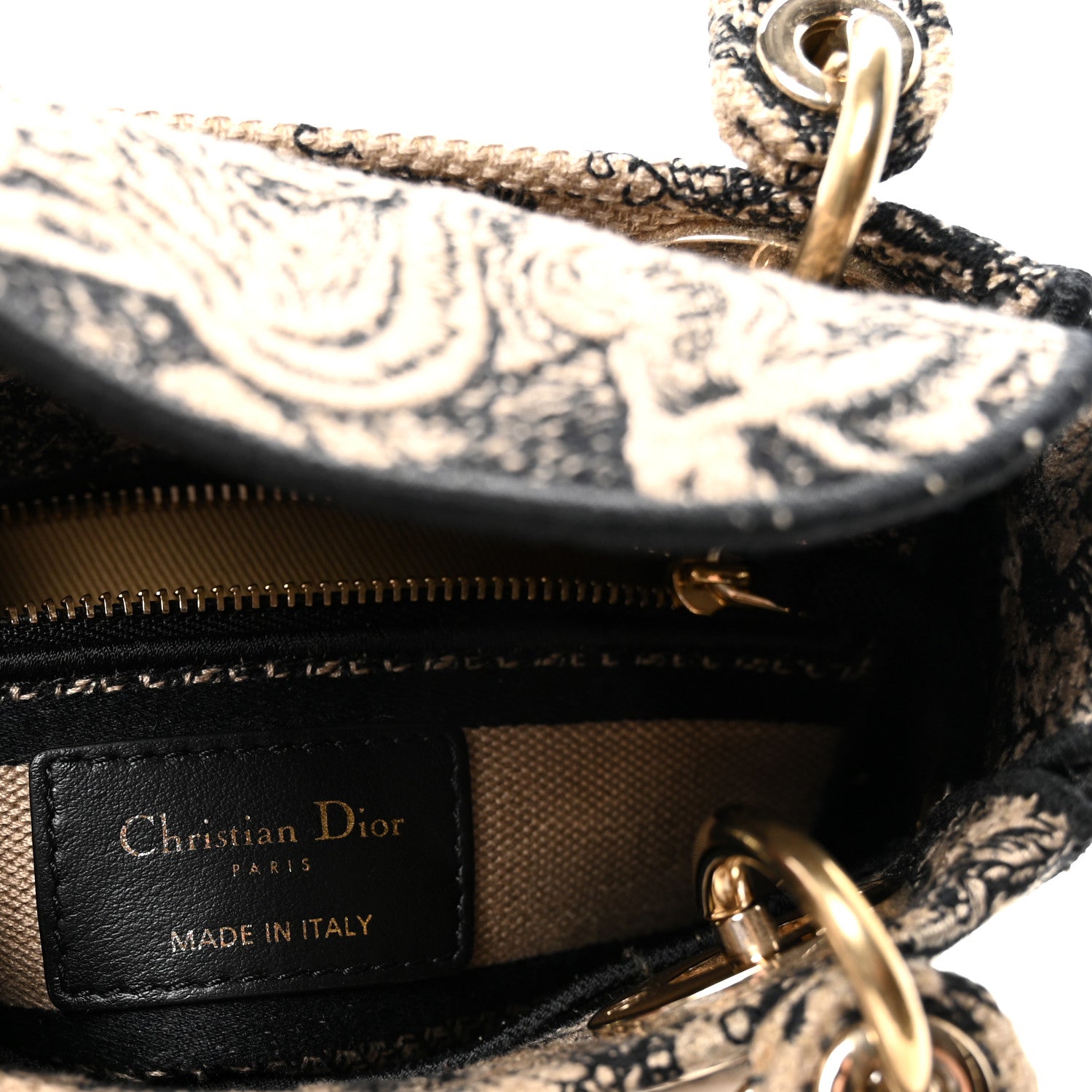 Christian Dior Canvas Toile De Jouy Embroidered Mini Lady D-Lite Beige Mullticolor