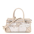 Prada Linen Calfskin Triangle Mini Bonnie Hand Bag White