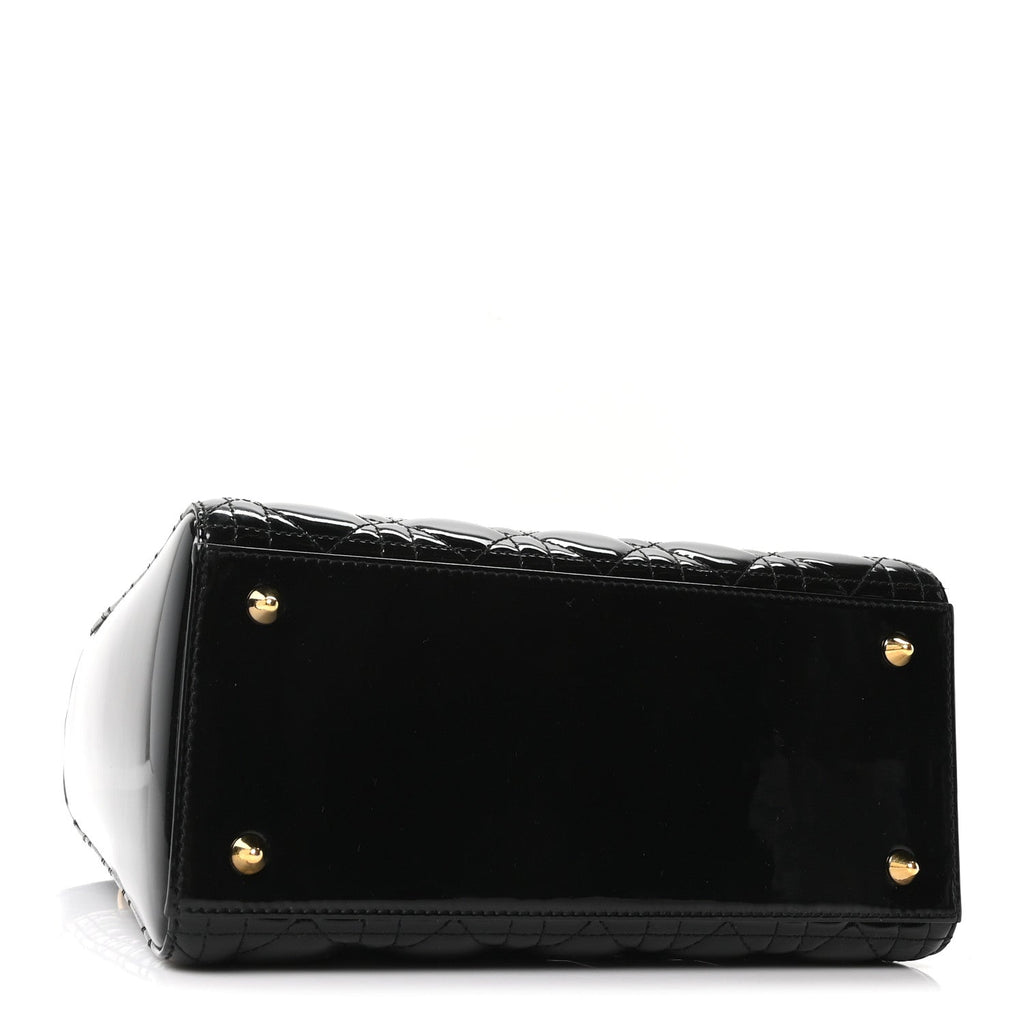 Christian Dior Patent Cannage Medium Lady Dior Black