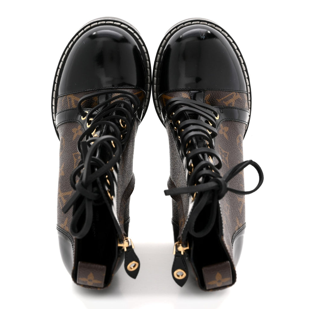 Louis Vuitton Patent Calfskin Monogram Star Trail Ankle Boots 39 Black