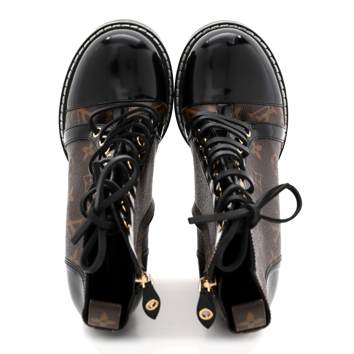 Louis Vuitton Patent Calfskin Monogram Star Trail Ankle Boots 39 Black