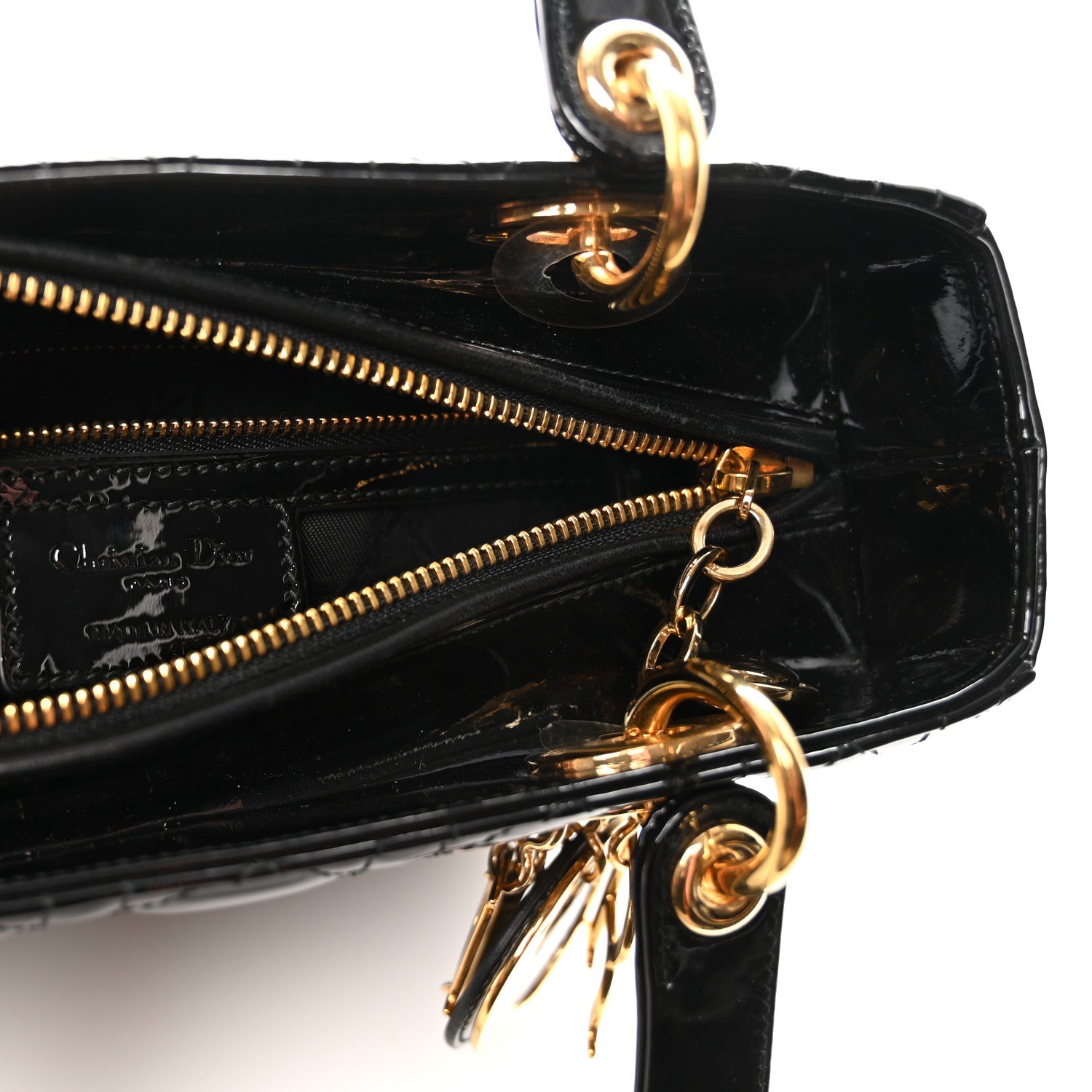Christian Dior Patent Cannage Medium Lady Dior Black