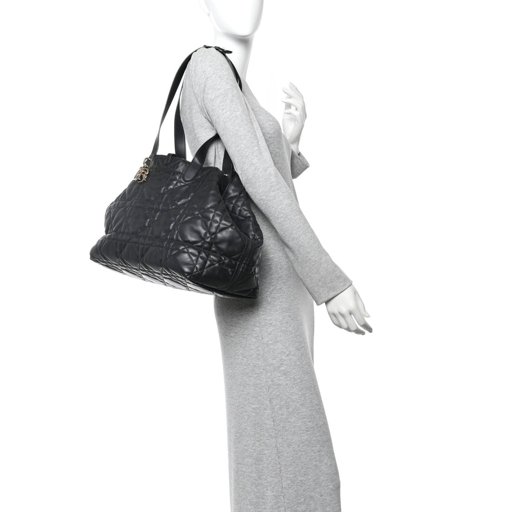 Christian Dior Calfskin Macrocannage Large Toujours Black