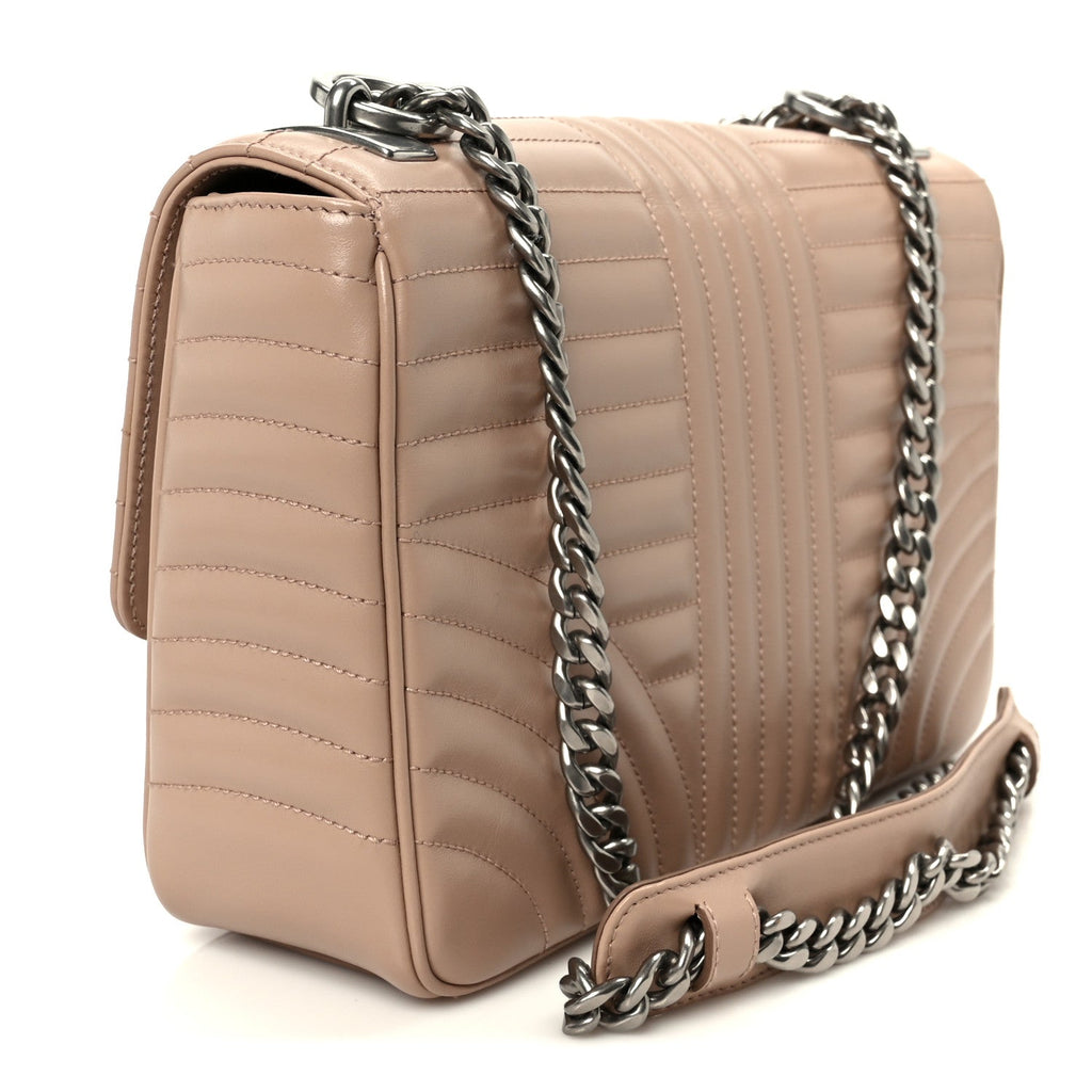 Prada Soft Calfskin Impunture Diagramme Medium Chain Flap Shoulder Bag Cipria