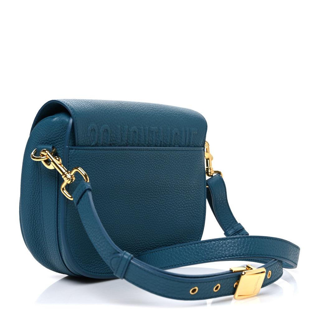 Christian Dior Grained Calfskin Medium Bobby Flap Steel Blue