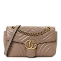 Gucci Calfskin Matelasse Small GG Marmont Shoulder Bag Porcelain Rose
