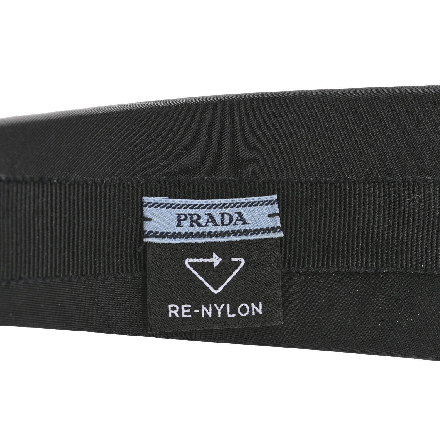 Prada Re-Nylon Metal Triangle Logo Headband Black