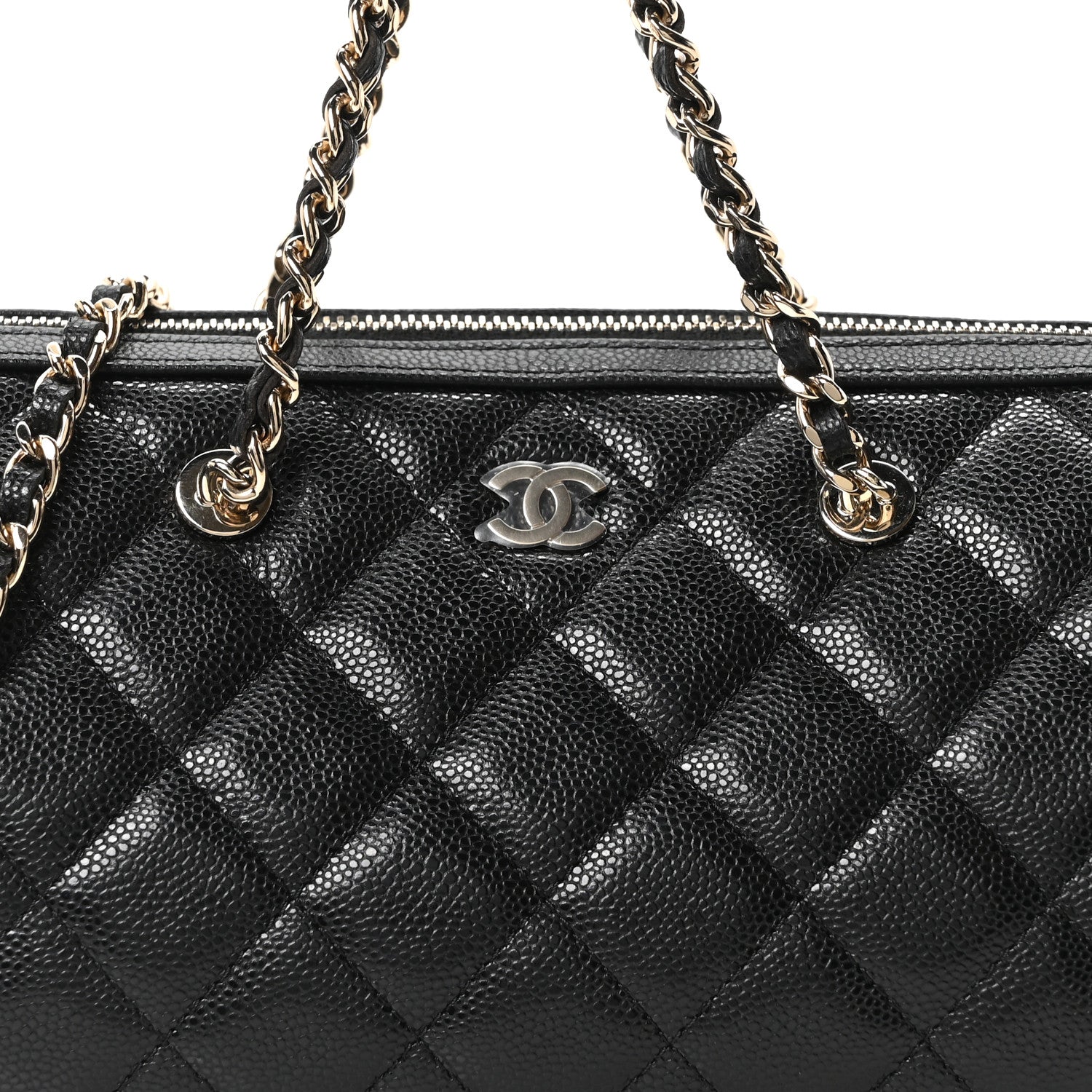 Chanel Caviar Quilted Barrel Clutch With Chain Black