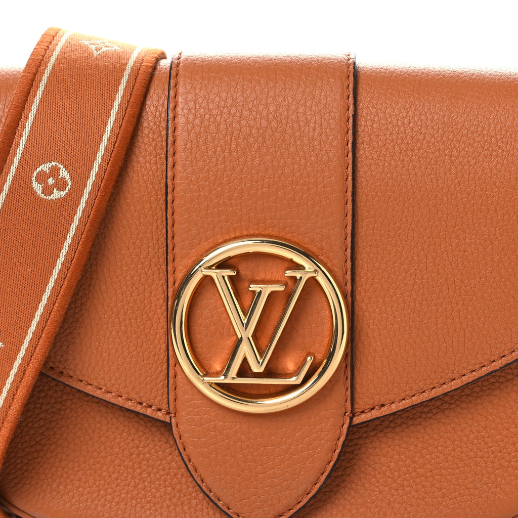 Louis Vuitton Grained Calfskin LV Pont 9 Soft MM Golden Siena