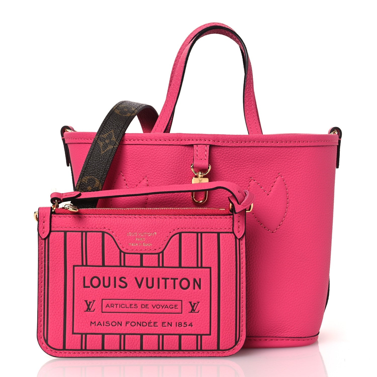 Louis Vuitton Monogram Neverfull Inside Out Bandouliere BB Rose Pondichery