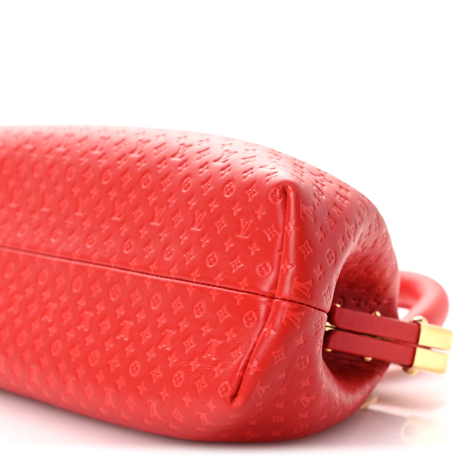 Louis Vuitton Calfskin Nanogram Embossed Clutch Red
