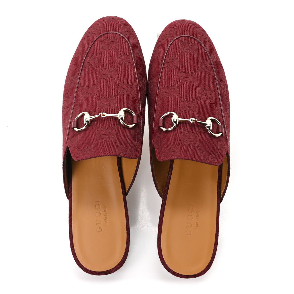 Gucci GG Monogram Canvas Womens Princetown Slippers 37.5 Ancora