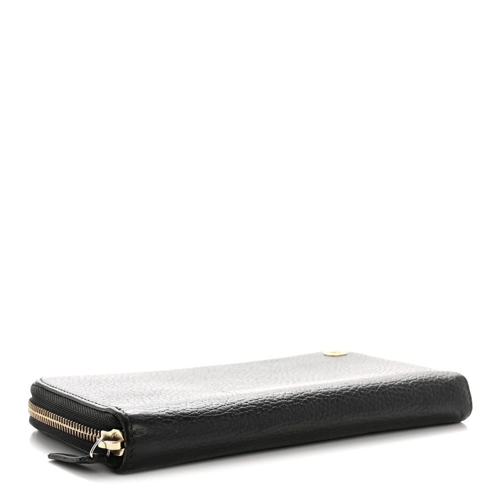 Gucci Dollar Calfskin GG Zip Around Wallet Black