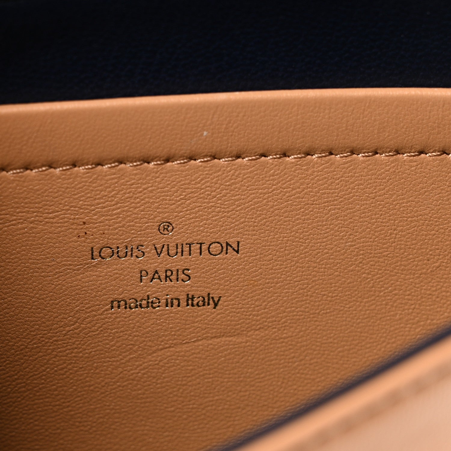 Louis Vuitton Lambskin Embossed Monogram Pochette Coussin Camel