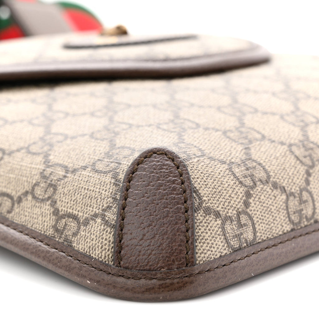 Gucci GG Supreme Monogram Web Medium Neo Vintage Flap Messenger Bag Beige New Acero