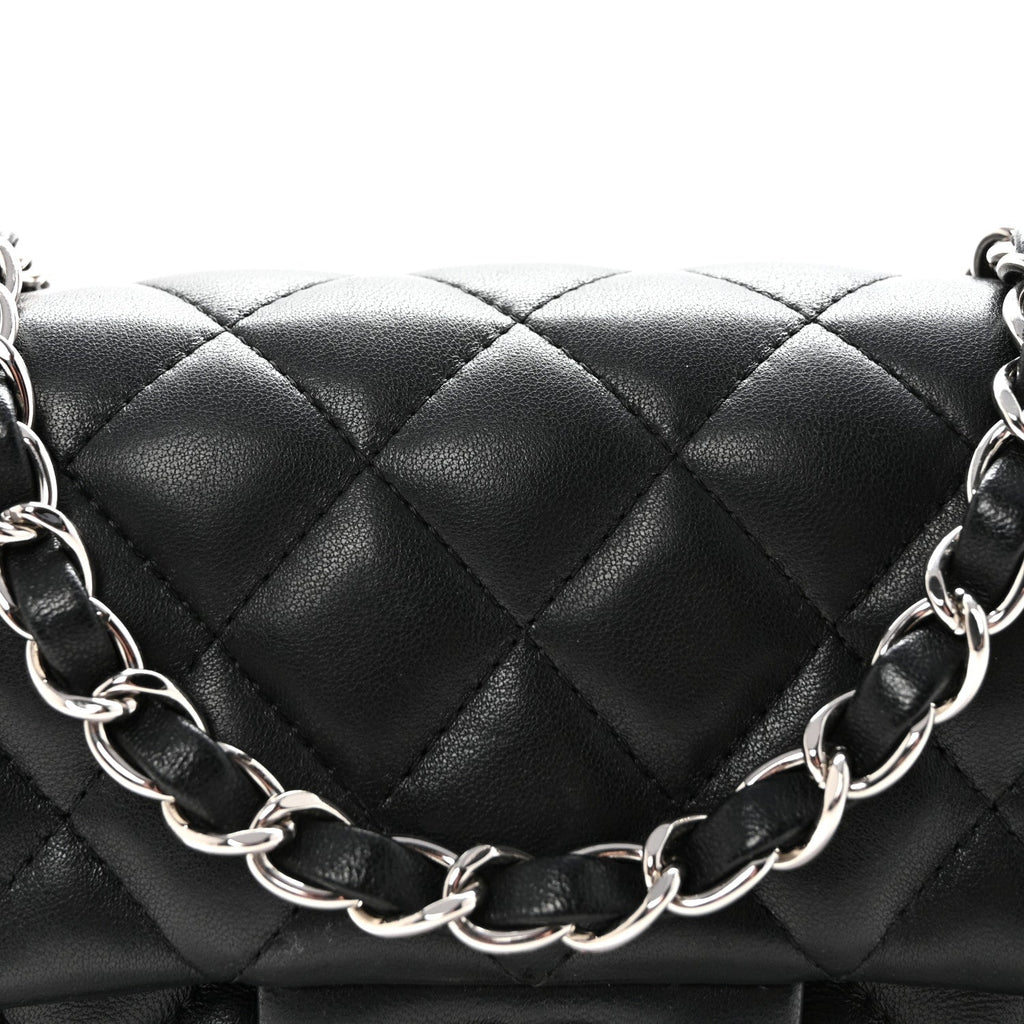 Chanel Lambskin Quilted Mini Rectangular Flap Black