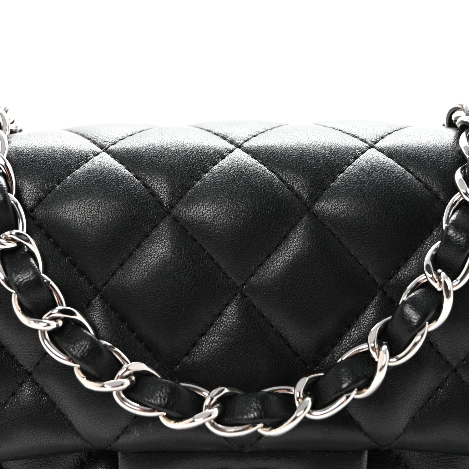 Chanel Lambskin Quilted Mini Rectangular Flap Black