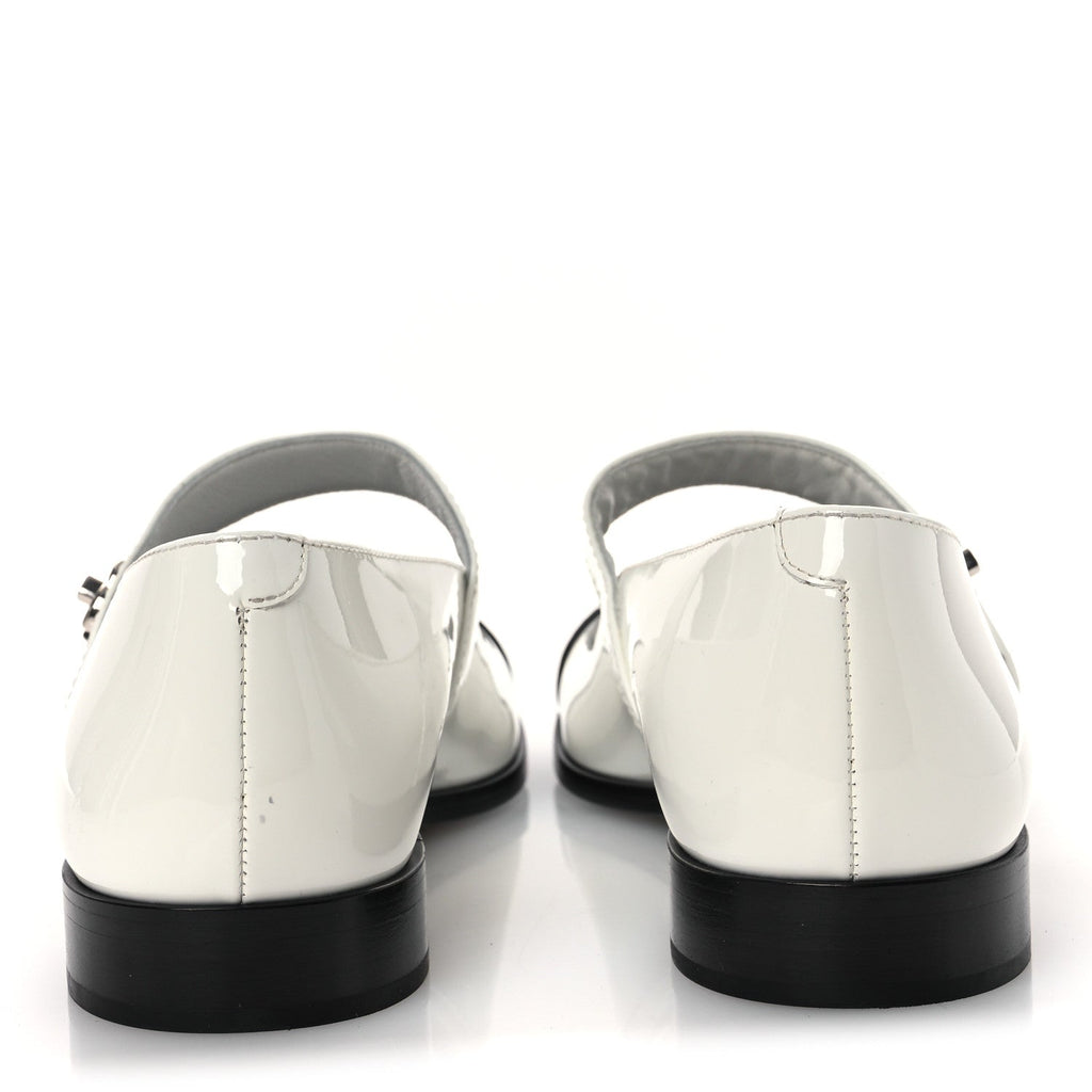 Patent Calfskin Mary Janes Flats 39 White Black