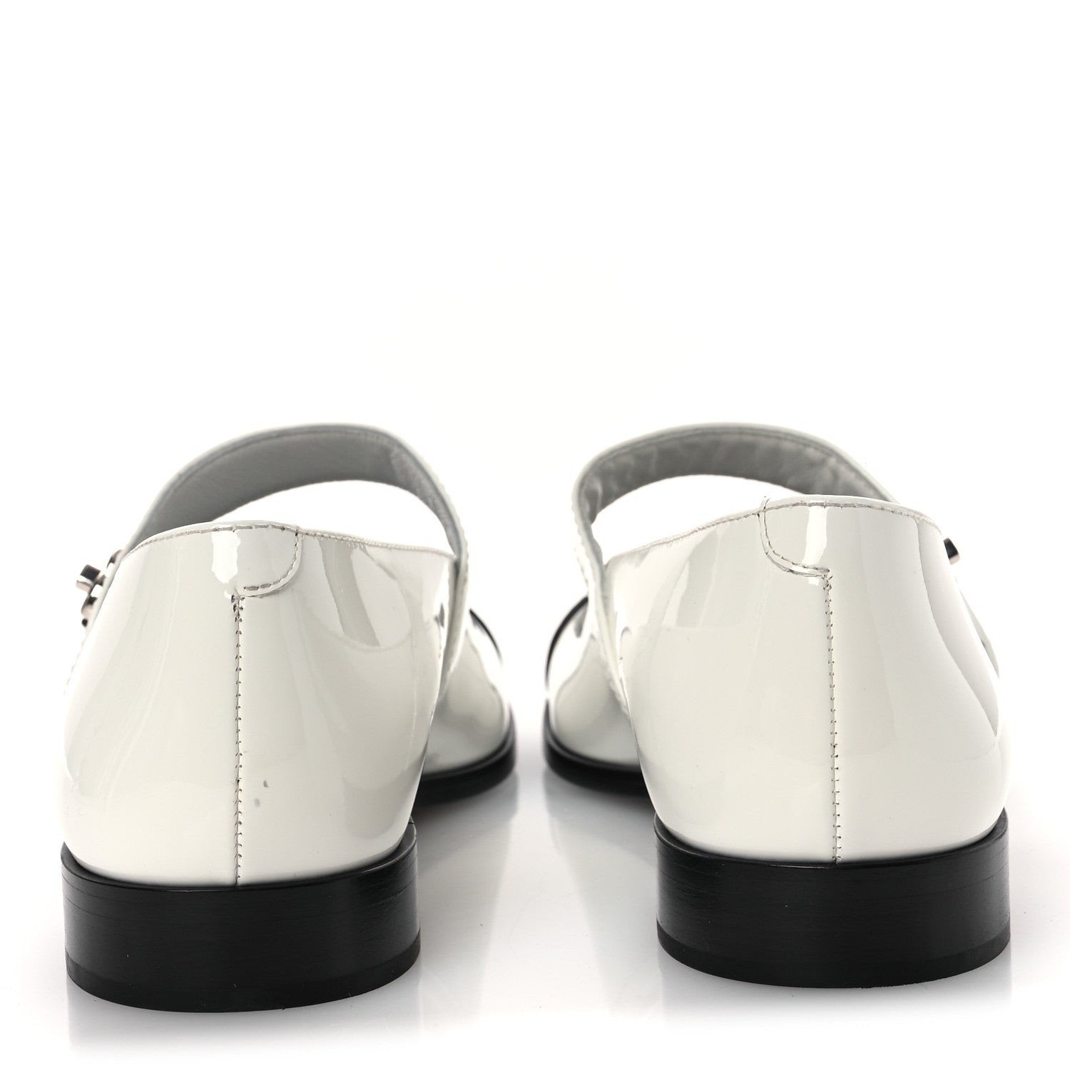 Patent Calfskin Mary Janes Flats 39 White Black