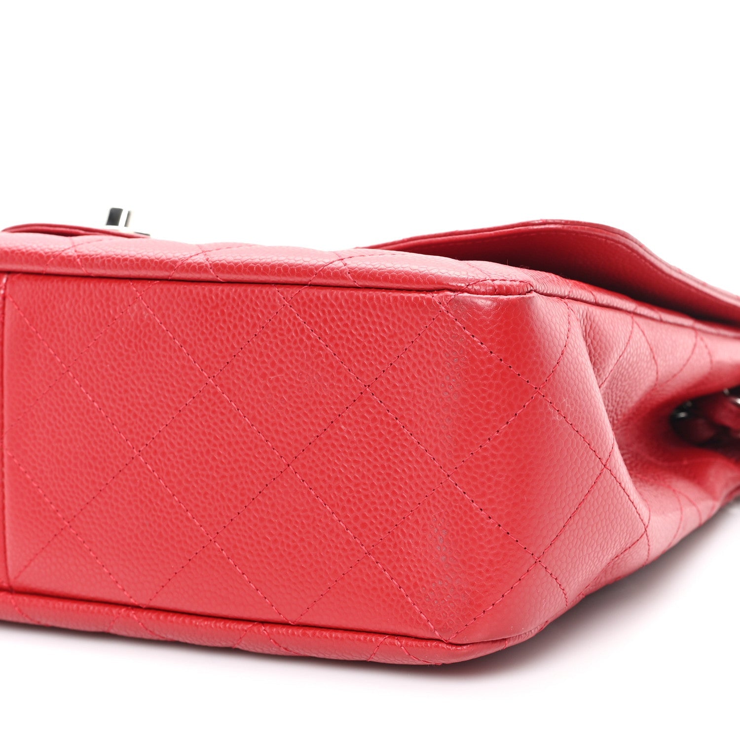 Chanel Caviar Quilted Jumbo Single Flap Red