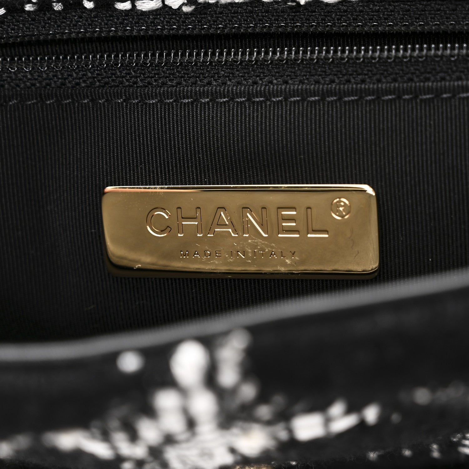 Chanel Tweed Quilted Large Chanel 19 Flap Black White