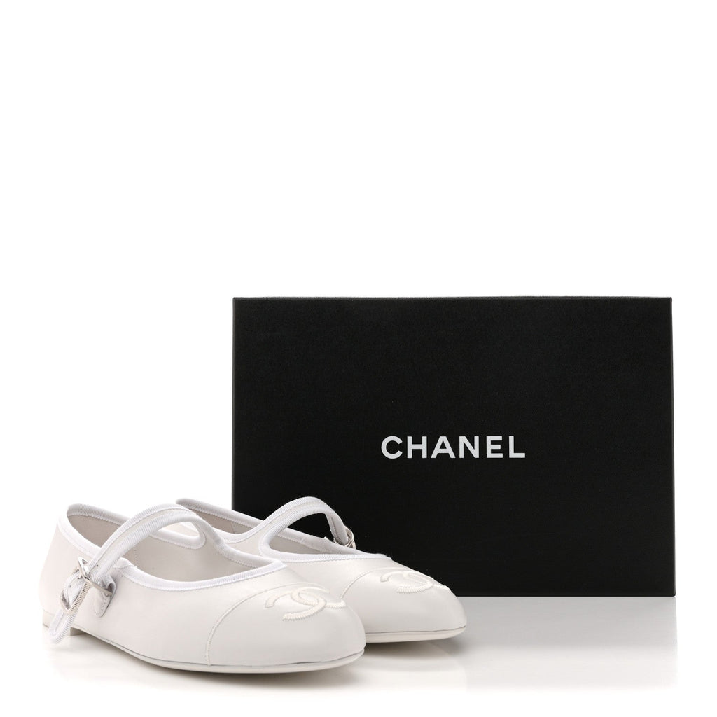 Lambskin Mary Jane Flats 40 White