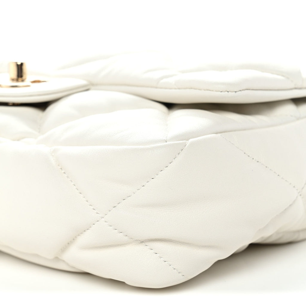 Chanel Calfskin Quilted Medium Bubbly Flap White
