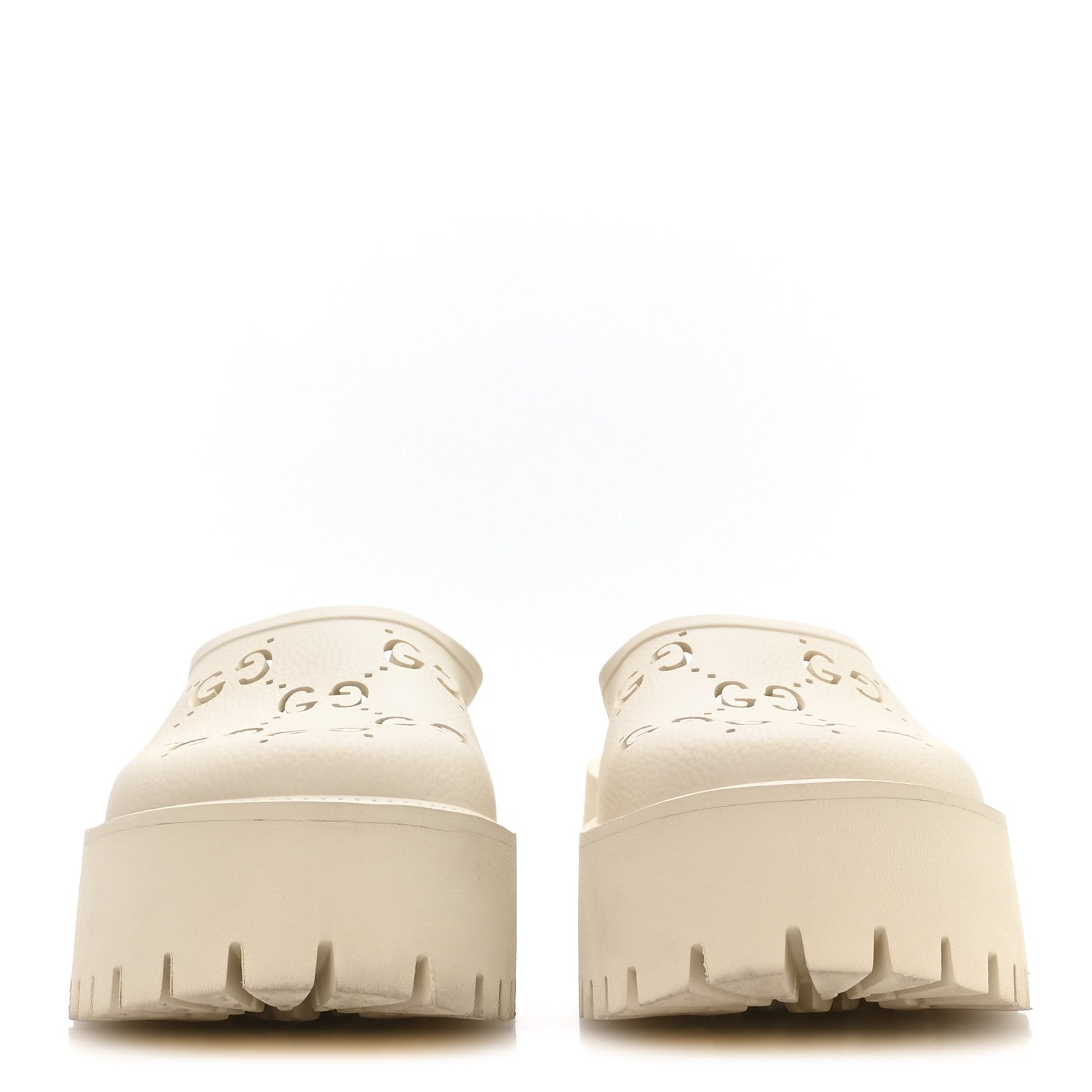 Gucci Rubber Monogram GG Go Through Platform Slide Clogs 41 Mystic White