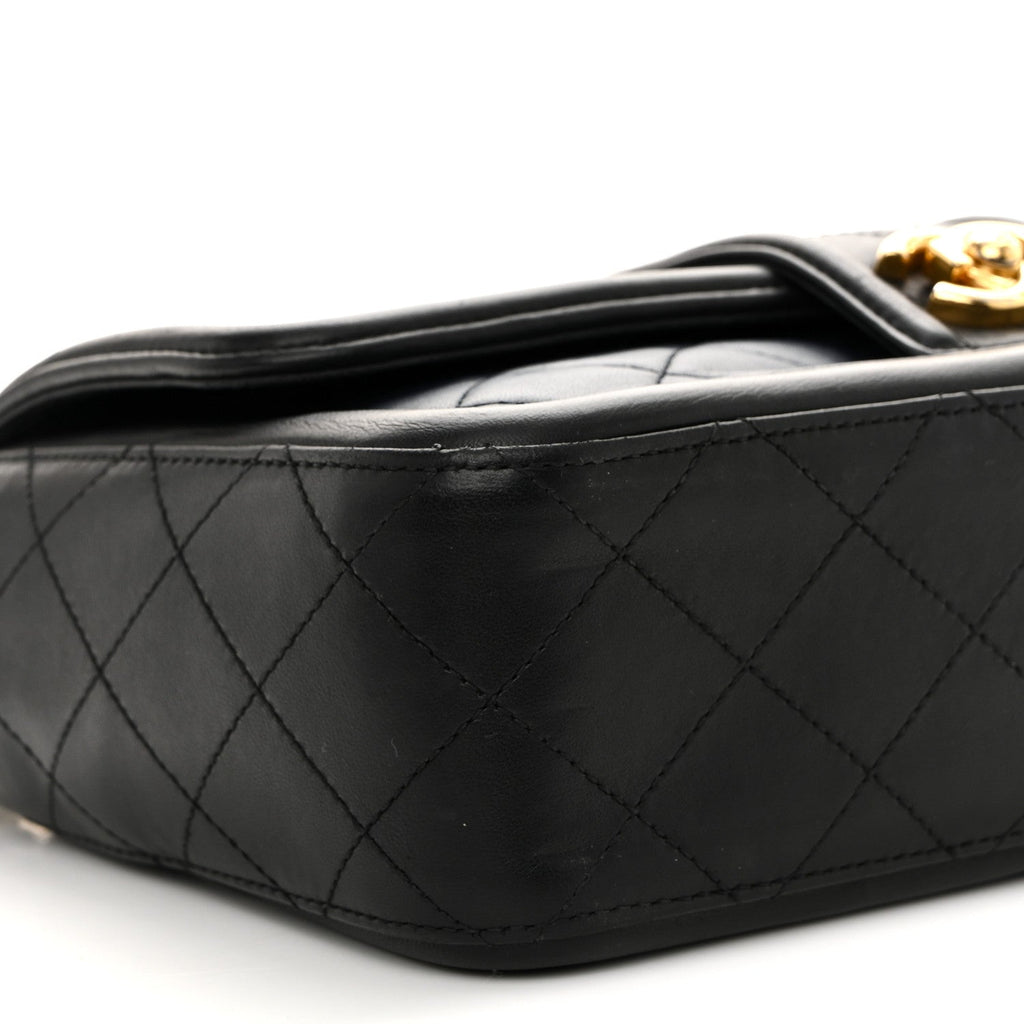 Chanel Lambskin Quilted Medium Elegant CC Flap Navy Black
