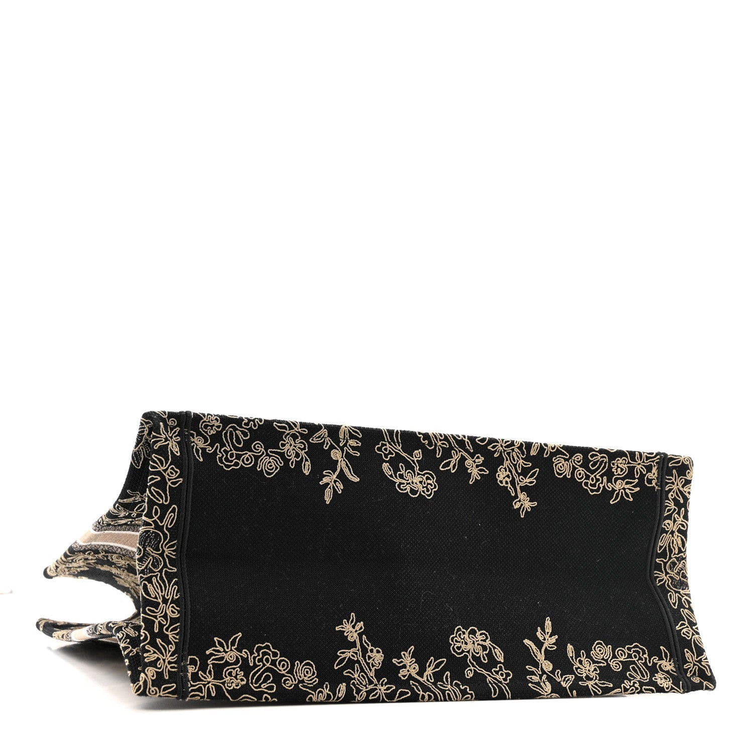 Christian Dior Canvas Embroidered Large Ornamental Cornely Book Tote Black Beige