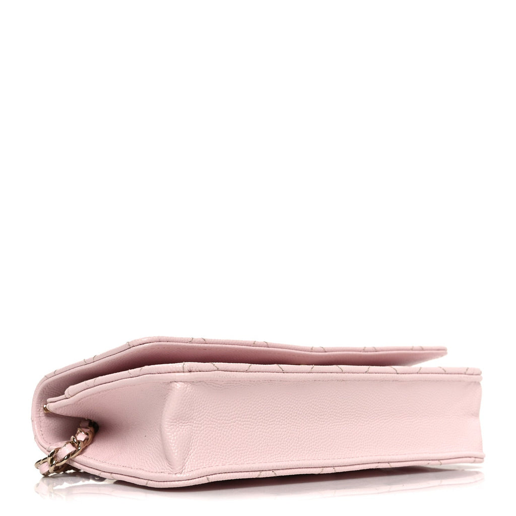 Chanel Caviar Quilted Wallet on Chain WOC Light Pink