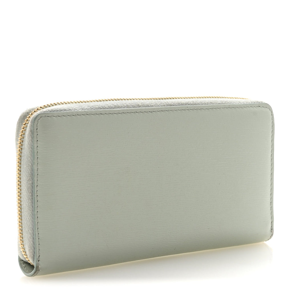 Gucci Textured Calfskin Gucci Script Zip Around Wallet Light Blue