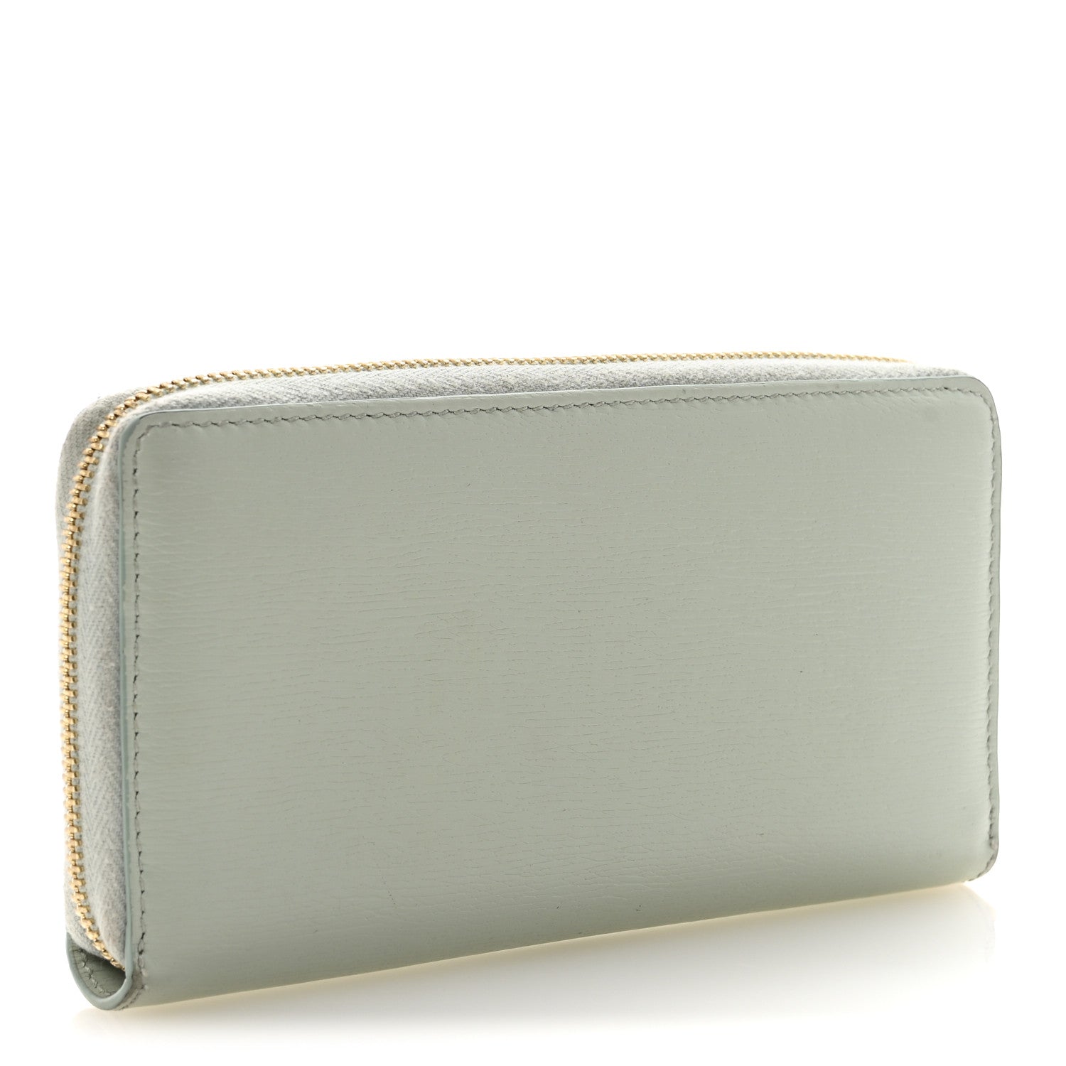 Gucci Textured Calfskin Gucci Script Zip Around Wallet Light Blue