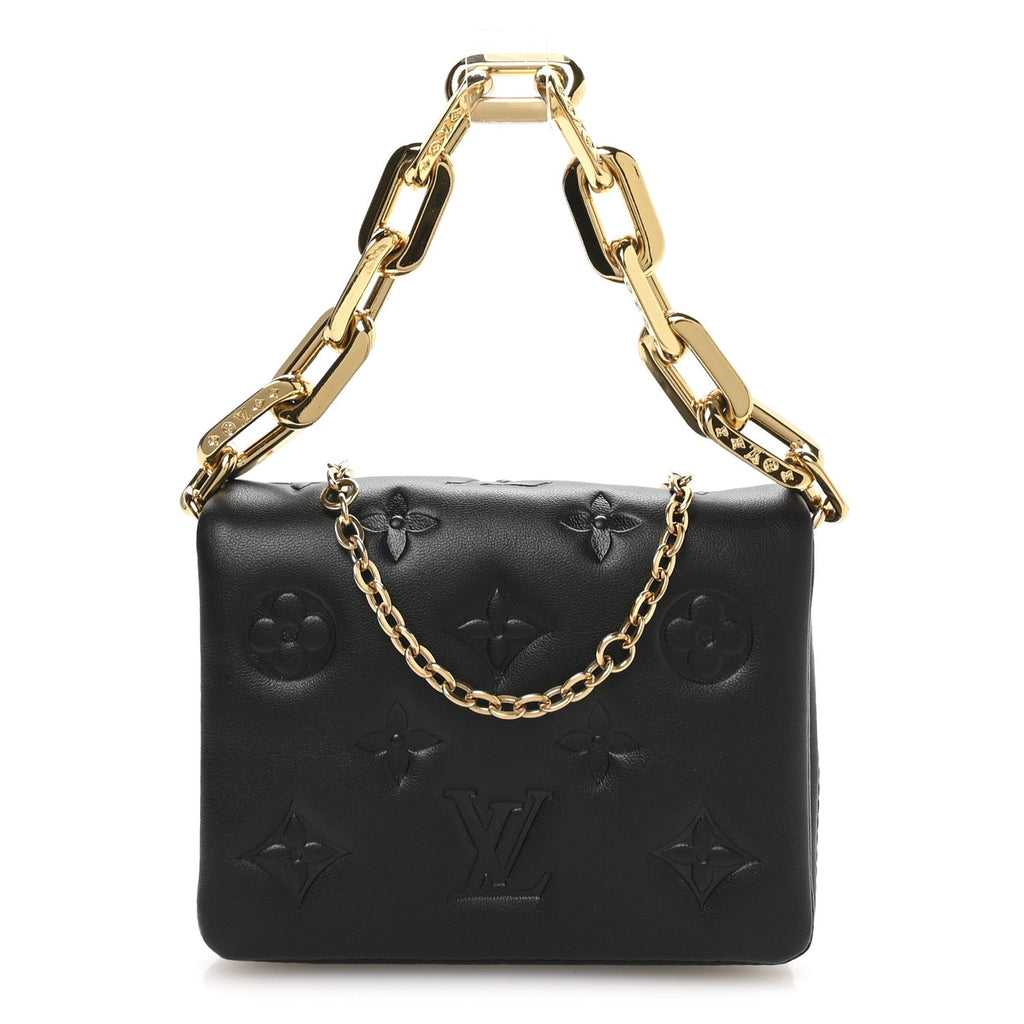 Louis Vuitton Lambskin Embossed Monogram Coussin Belt Bag Black