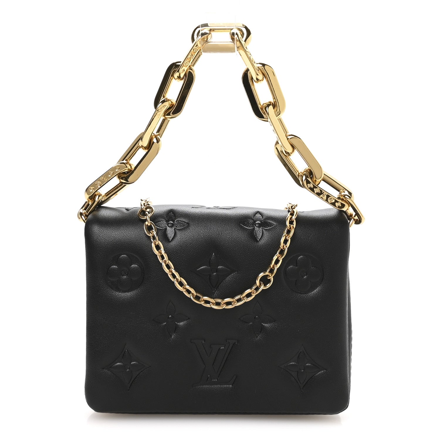 Louis Vuitton Lambskin Embossed Monogram Coussin Belt Bag Black