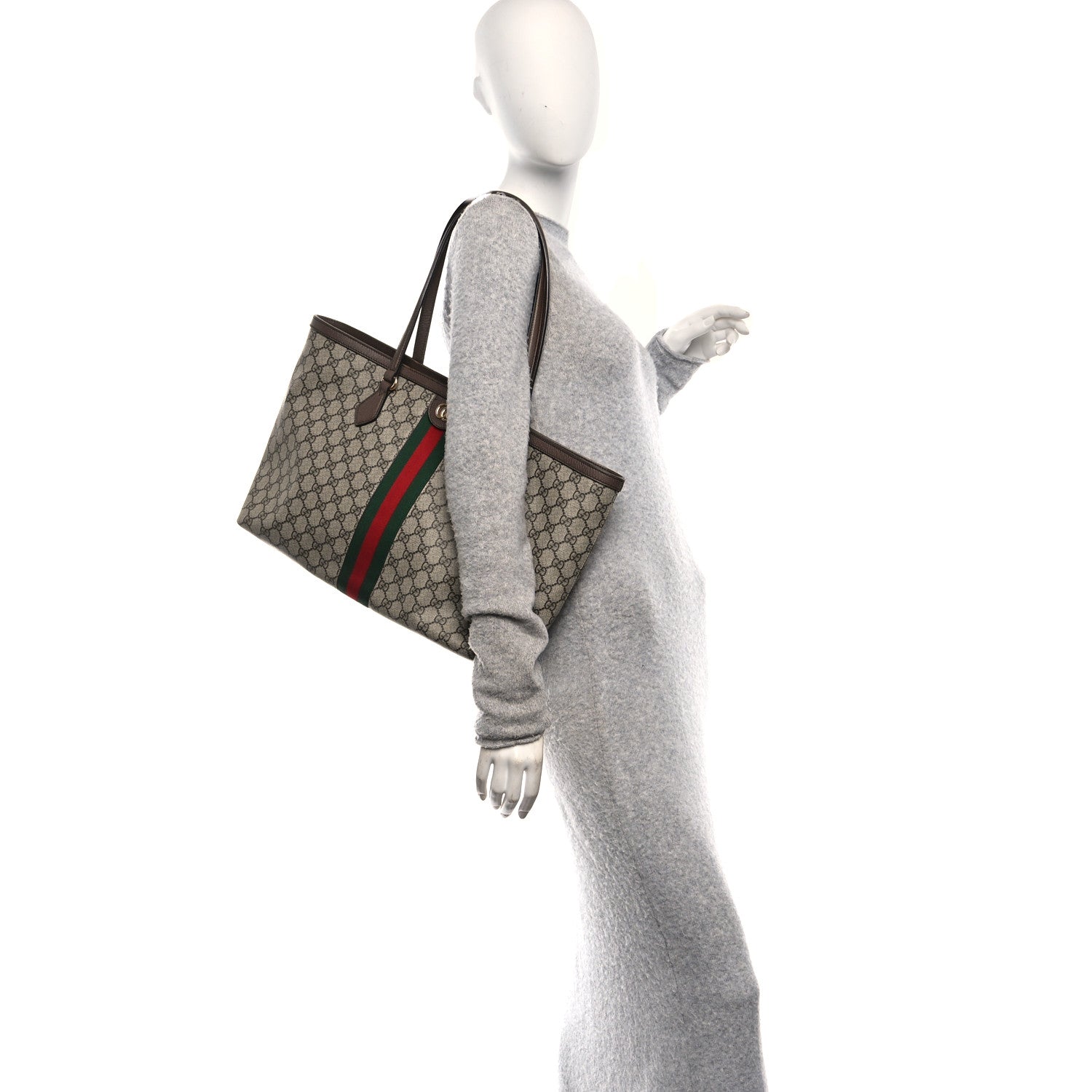 Gucci GG Supreme Monogram Medium Ophidia Shopping Tote Brown