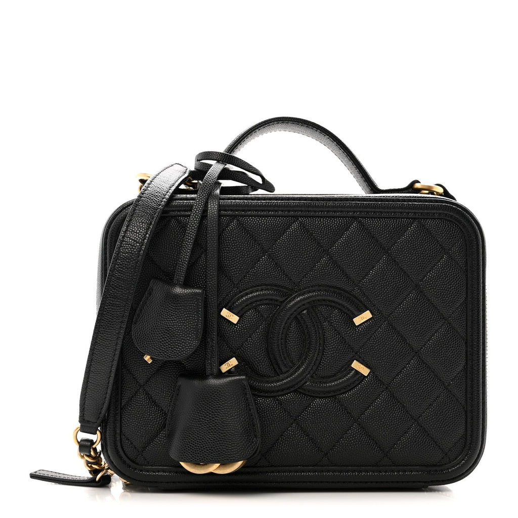 Chanel Caviar Quilted Medium CC Filigree Vanity Case Black