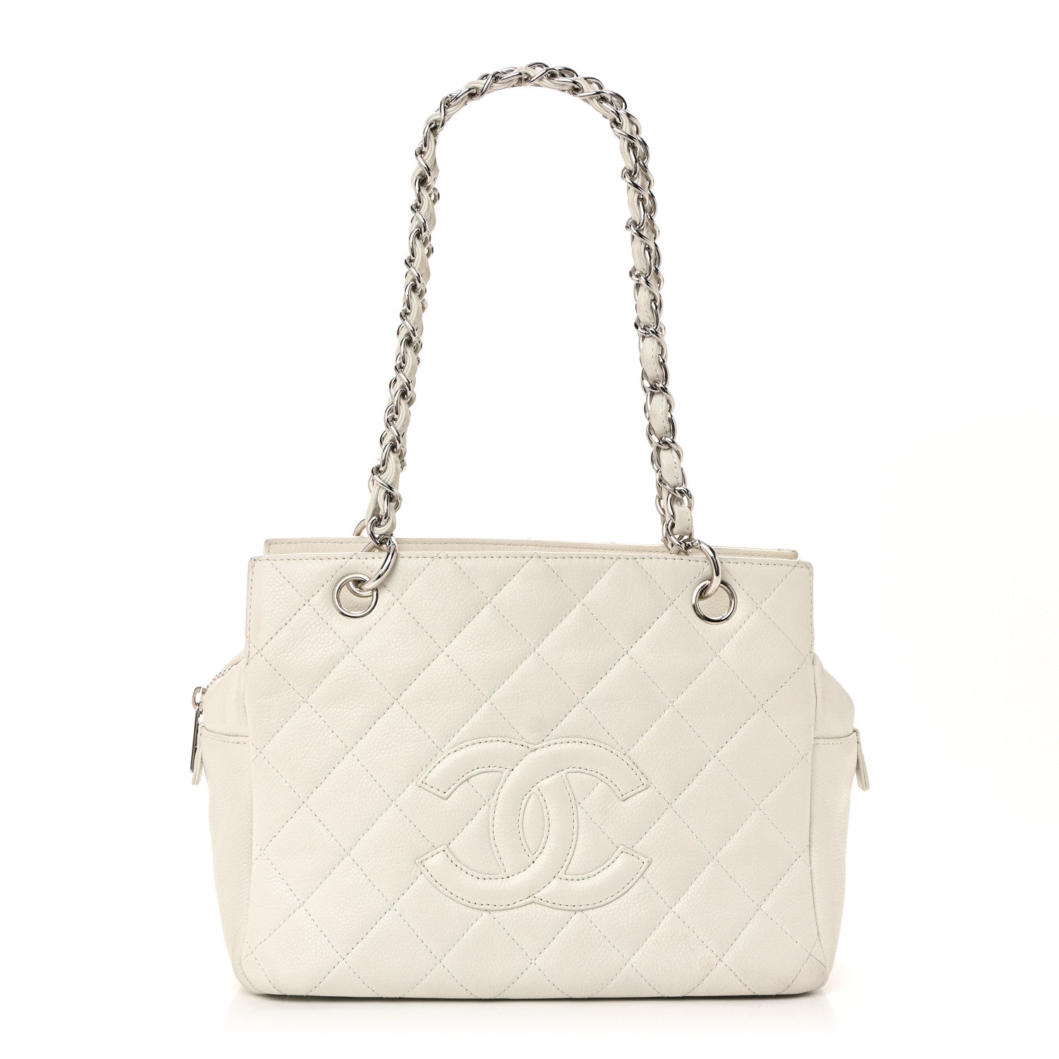 Chanel Caviar Quilted Petit Timeless Tote PTT White