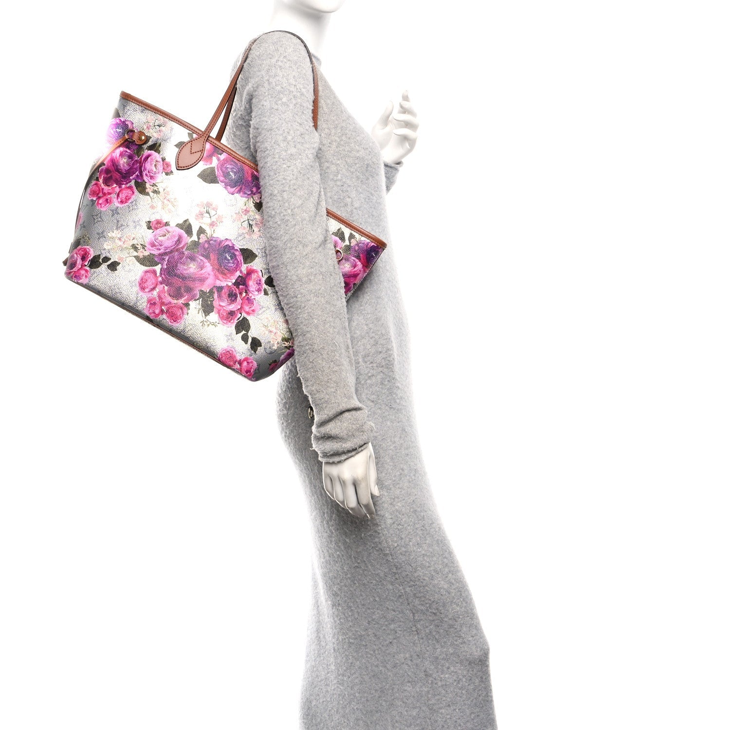 Louis Vuitton Metallic Monogram LV Garden Neverfull MM Silver